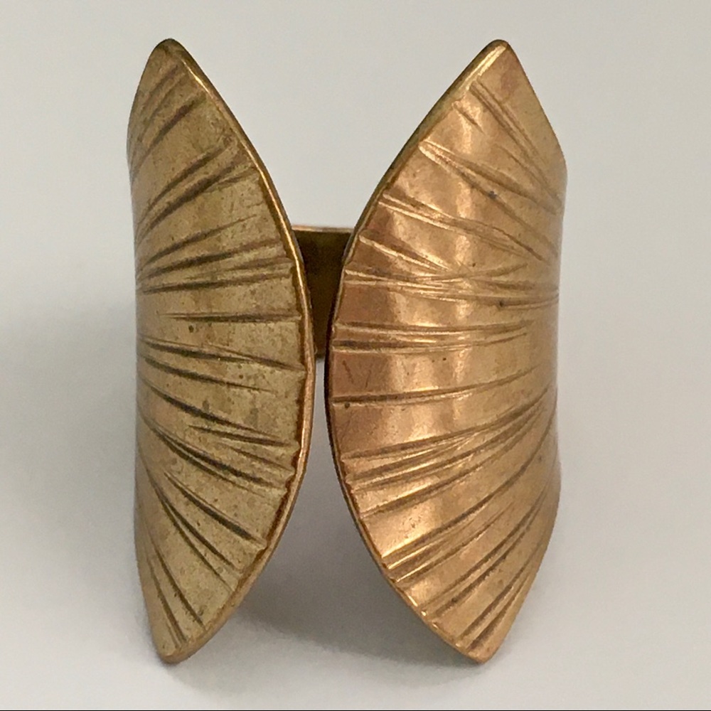 SOLD- Brass Adjustable Gingko Ring